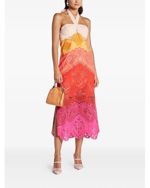 FARM Rio Embroidery-Eyelet Halter-Neck Midi Dress in Red | Lyst FARM Rio Embroidery-Eyelet Halter-Neck Midi Dress in Red | Lyst