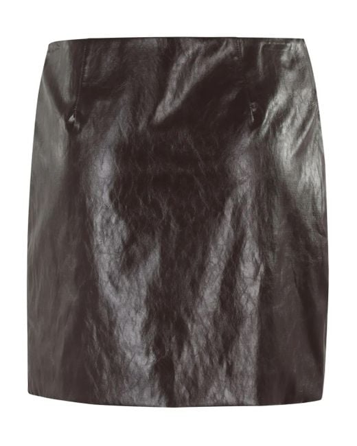 FEDERICA TOSI Gedrapeerde Mini-Rok Met Leer-Effect in het Black