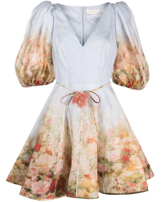 Robe courte Luminosity Flip à fleurs Zimmermann en coloris White
