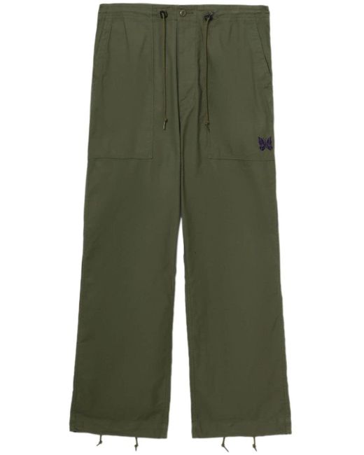 Needles Green Straight-leg Cotton Trousers for men