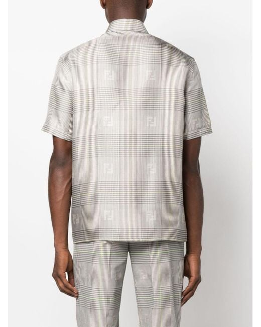 Fendi Gray Prince-of-wales Check Silk Shirt for men