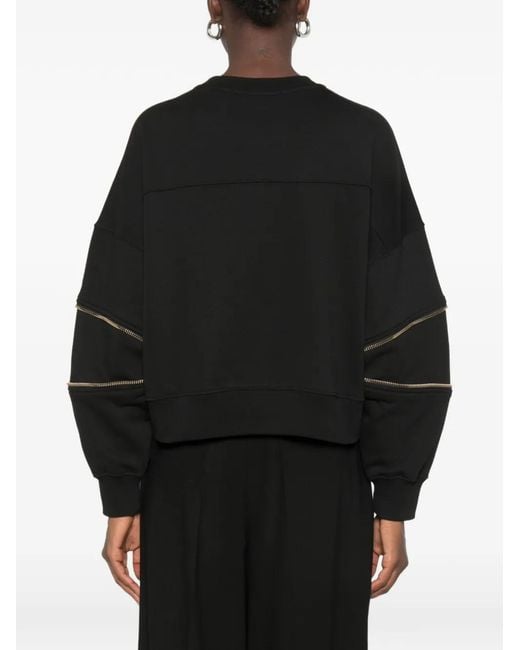 Elisabetta Franchi Black Logo-Print Zip-Detail Sweatshirt