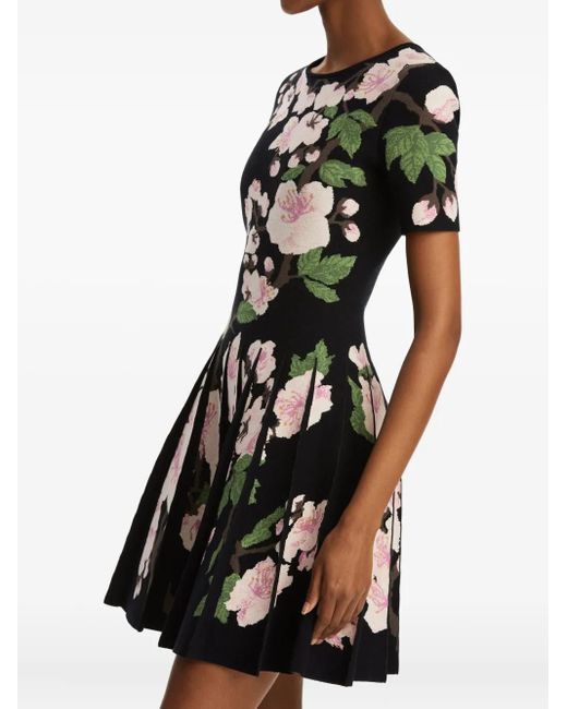 Oscar de la Renta フローラル ミニドレス Black