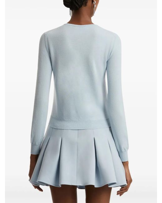 Cardigan À Broderies Oscar de la Renta en coloris Blue