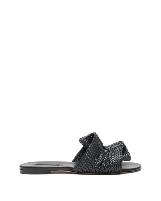 Casadei Black Hanoi Woven Flat Sandals