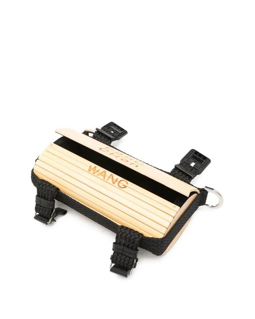 Feng Chen Wang White Bamboo-Slat Buckled Clutch Bag