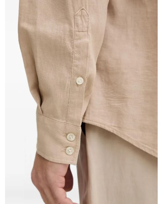 Guess Natural Logo-Patch Chest-Pocket Shirt for men