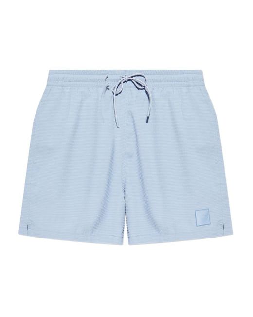 Emporio Armani Blue Logo-Patch Swim Shorts for men