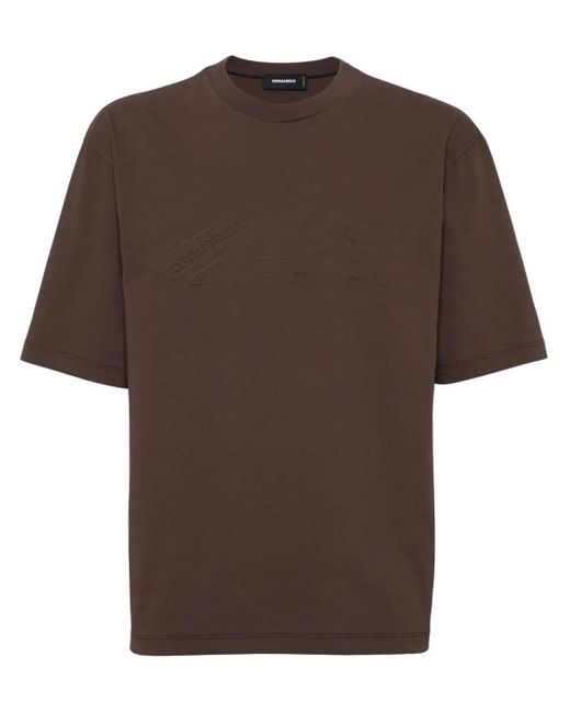 DSquared² Brown Embossed-Logo T-Shirt for men