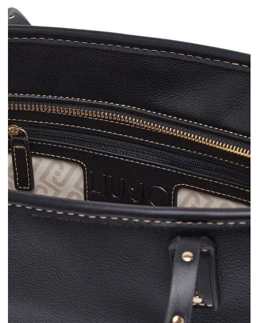 Liu Jo Black Studded Pebbled-Effect Tote Bag