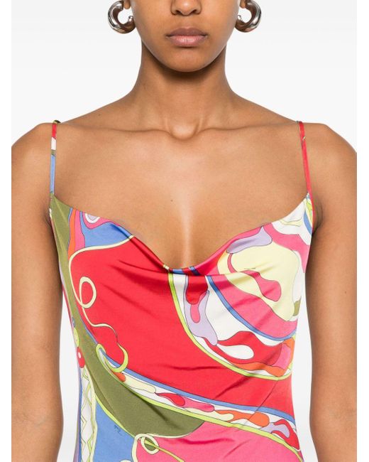 Emilio Pucci Red Orchidee-Print Dress