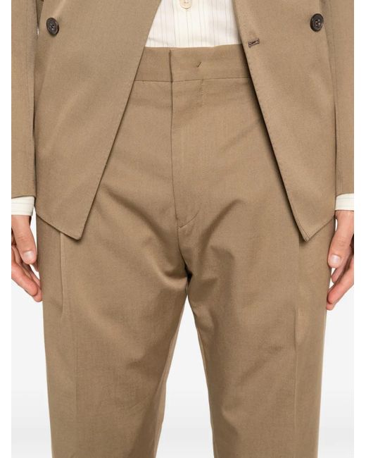 Brian Dales Natural Pleated Belt-Loop Trousers for men