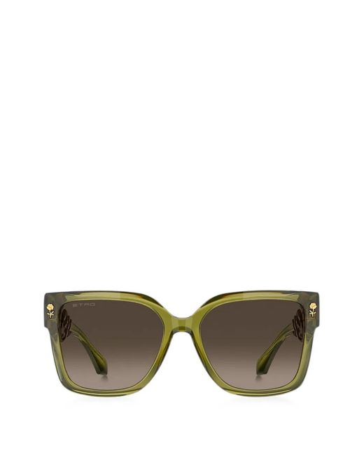 Etro Gray Square-Frame Paisley-Patterned Sunglasses