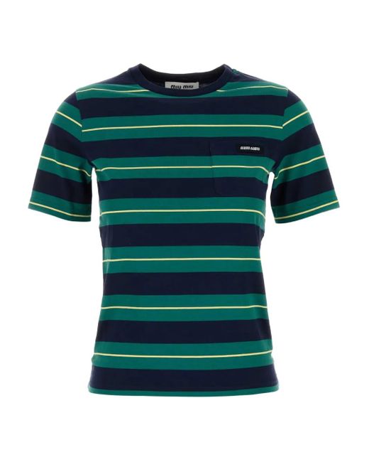 Camiseta a rayas Miu Miu de color Green