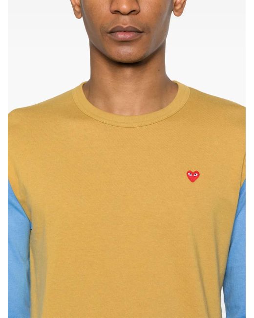 COMME DES GARÇONS PLAY Yellow Mini Heart-Patch T-Shirt
