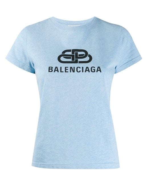 Balenciaga T-shirt Met Logoprint in het Blauw | Lyst NL