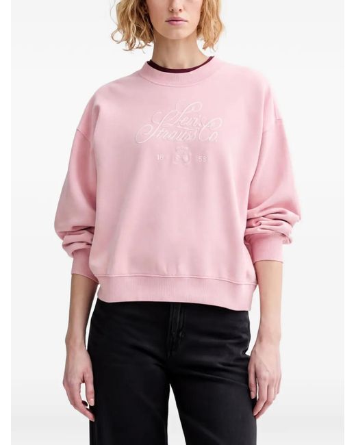 Levi's Pink Logo-Embroidery Sweatshirt