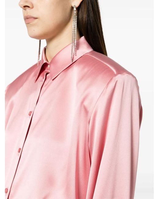 Magda Butrym Pink Long-Sleeved Silk-Satin Shirt