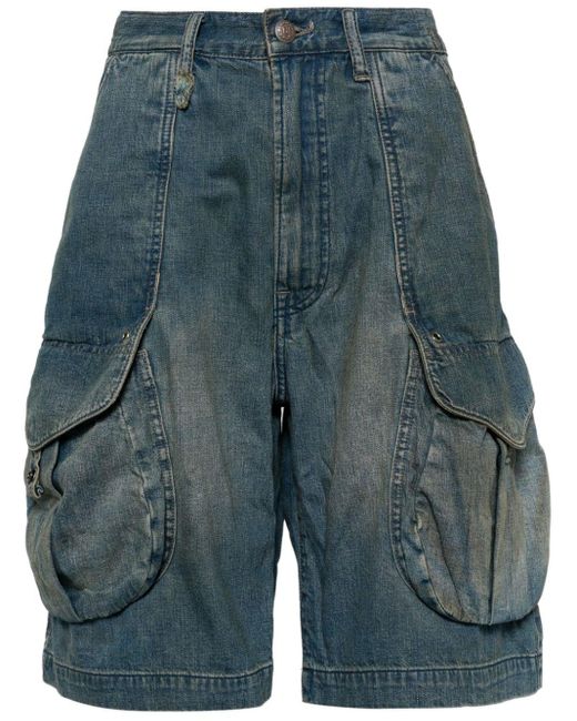 R13 Blue Multiple-pocket Denim Shorts
