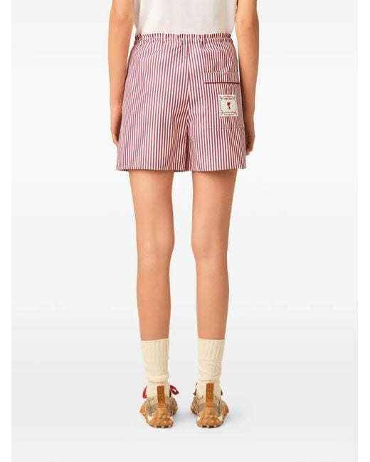 AMI Pink Cotton Arrow Striped Shorts