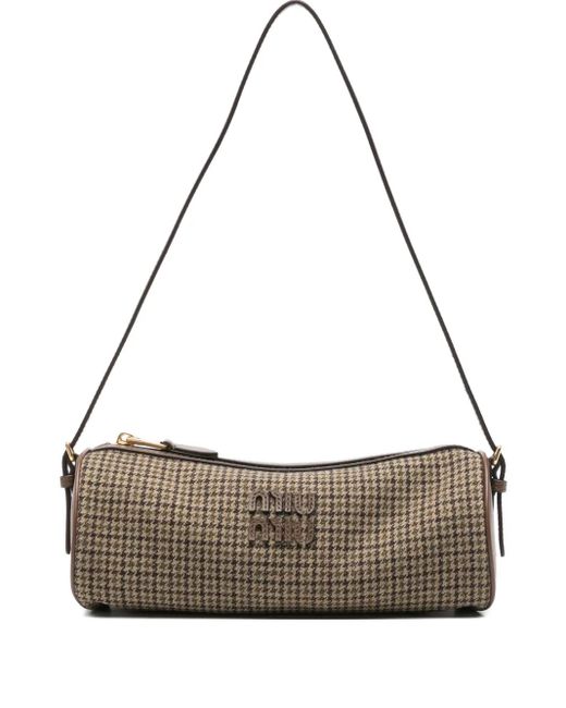 Miu Miu Metallic Schultertasche mit Hahnentrittmuster