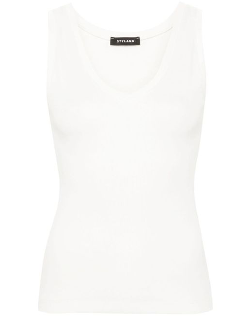 Styland White Geripptes Top