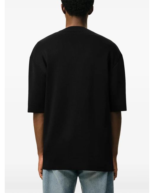 AMI Black Short Sleeves V Neck Sweater for men