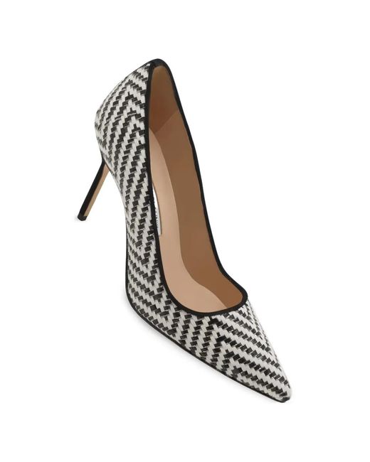 Manolo Blahnik Metallic Bb Pointed-Toe Raffia Pumps