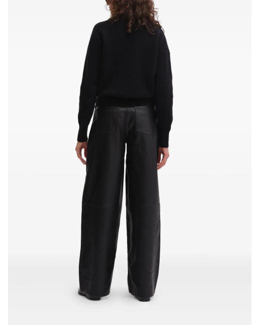 Remain Gray Cocoon Leather Panel Trousers