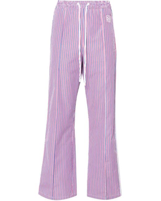 Loewe Anagram-embroidered Striped Trousers Purple
