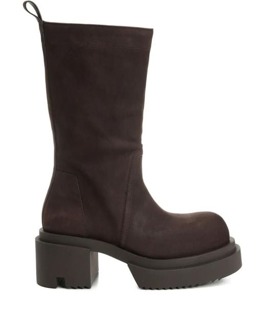 Rick Owens Brown 60Mm Platform Leather Boots