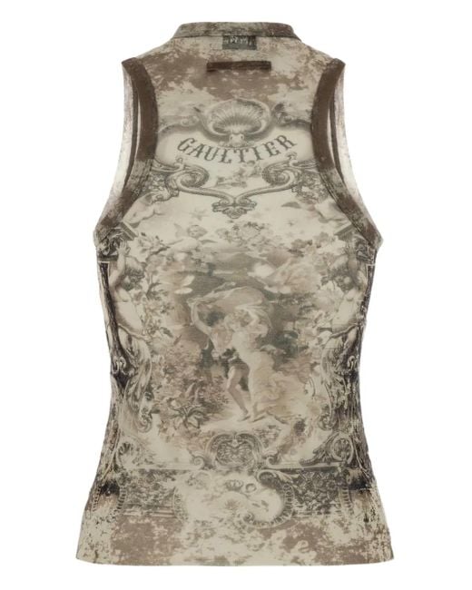 Jean Paul Gaultier Gray Graphic-Print Sleeveless Top