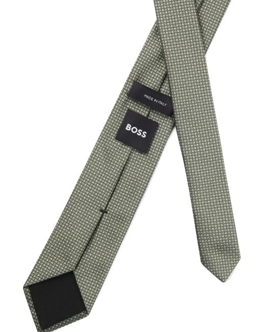 Boss White Patterned Tie for men