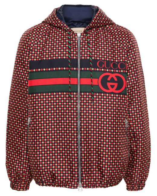 Gucci Red Canvas Geometric Logo Jacket for men