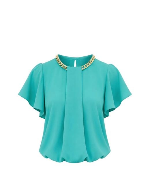 Nissa Blue Chain-Detail Top