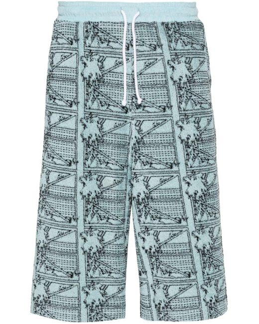 Rassvet (PACCBET) Blue Abstract-print Terrycloth Shorts for men