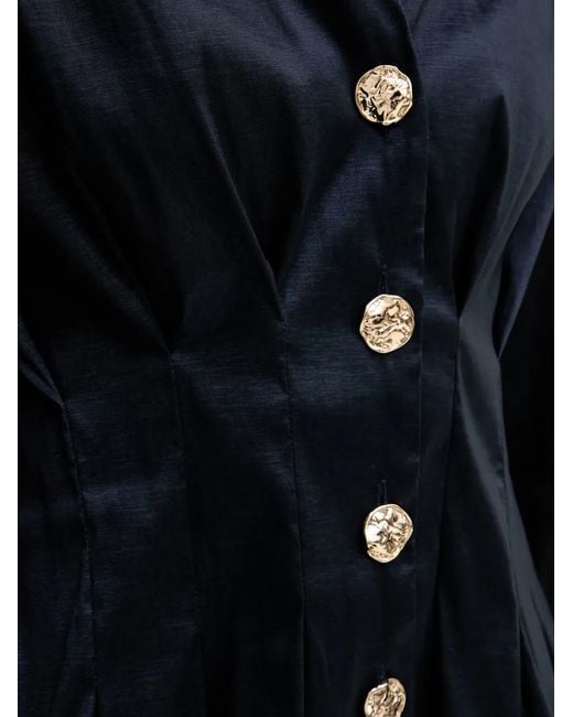 Joseph Ribkoff Blue Buttoned Pleated Blouse