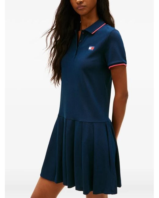 Tommy Hilfiger Blue Robe-Polo Courte Plissée
