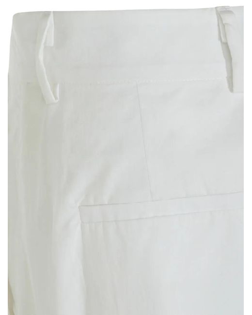 Moorer White Pantalon À Plis