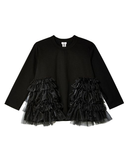 Noir Kei Ninomiya Black Ruffle-embellished Cotton Jacket