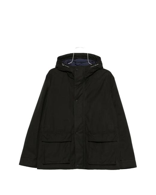 Herno Black Hooded Flap-Pocket Hooded Jacket for men