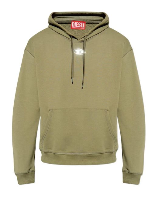 DIESEL Green S-Norm-Hood Logo-Plaque Hoodie for men