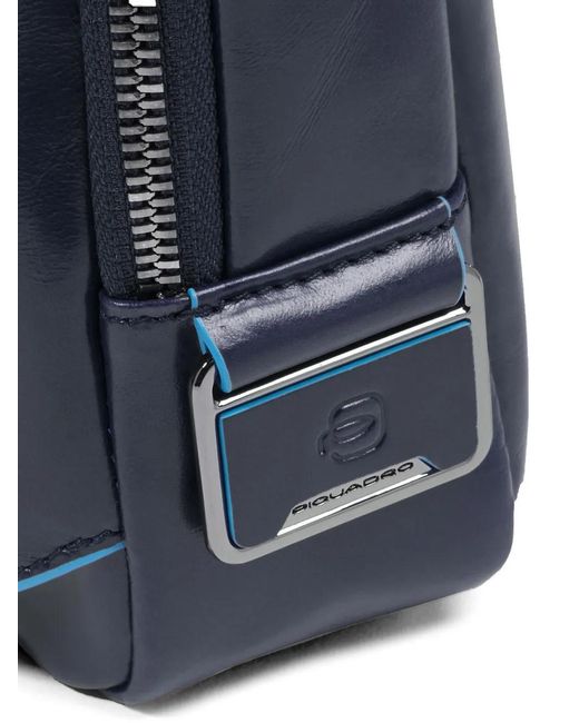 Piquadro Blue Leather Crossbody Bag for men