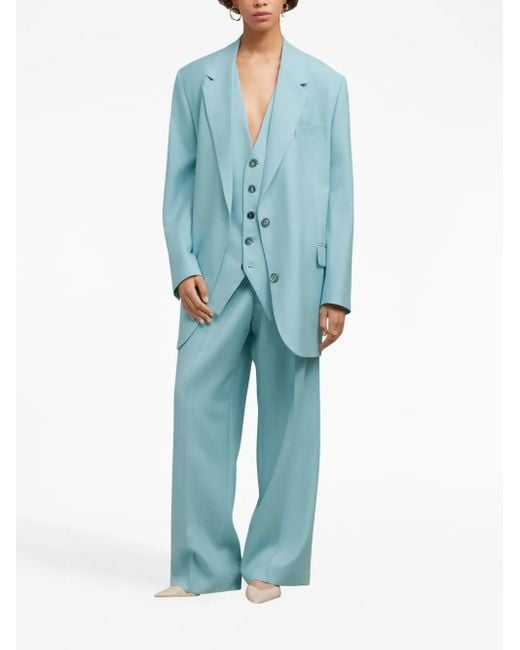 AMI Blue Oversize Single-Breasted Blazer