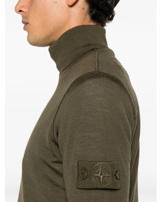 Stone Island Green Ghost Logo-Patch Sweater for men