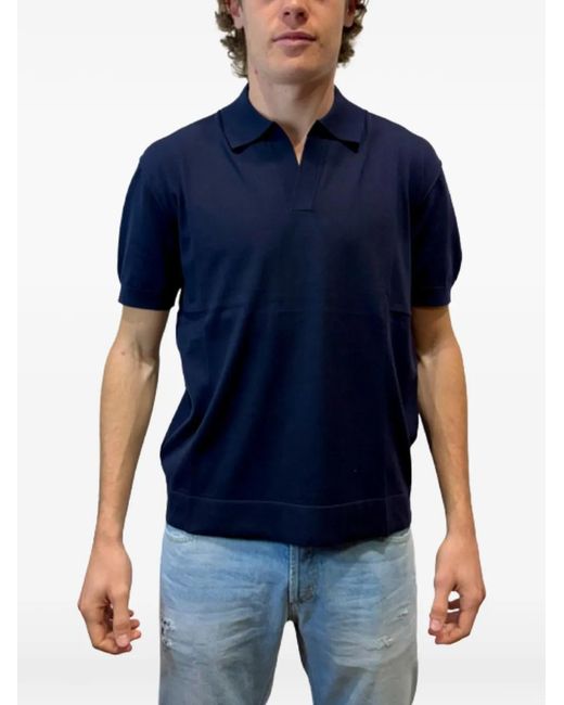 Paolo Pecora Blue Short-Sleeve Knitted T-Shirt for men