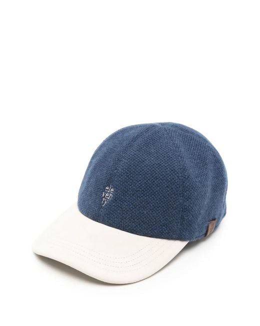 Eleventy Blue Logo-Embroidered Cashmere Baseball Cap for men