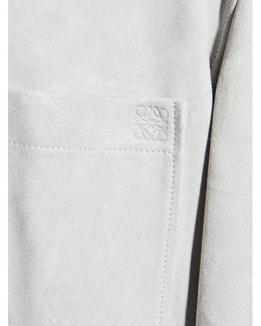 Loewe Gray Suede Leather Overshirt for men