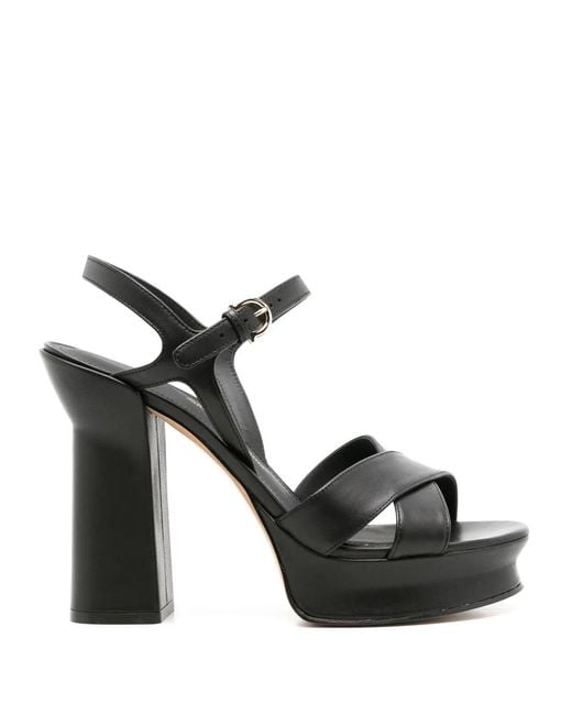 Ferragamo Black Crossover-Strap High-Heel Sandals