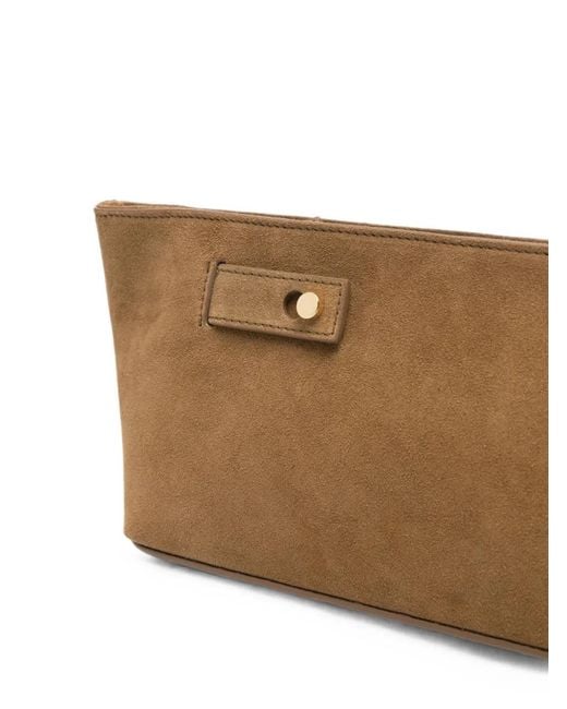 Erika Cavallini Semi Couture Brown Suede Clutch Bag
